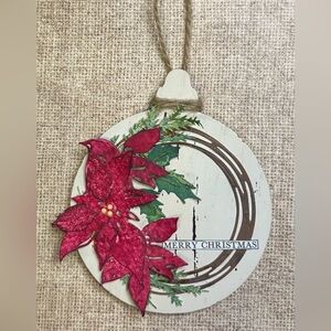 Christmas Ornament with Layered Red Paper Poinsettia Design
